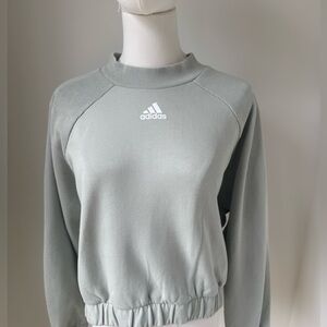 Adidas Women's Sage Green Crew Neck Crop Sweater | Size Medium